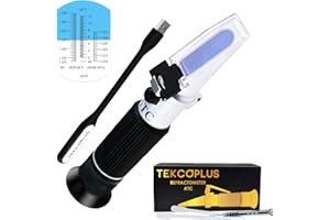 TEKCOPLUS 3-in-1 Clinical Refractometer with ATC for Tri-Scale Serum Protein 0-12 g/100ml Urine Specific Gravity SG 1.000-1.050 Refractive Index 1.333-1.360RI w/Extra LED Light & Pipette for Human Use