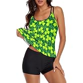 MSOKAZZLES Womens Tankini Swimsuits for Women Two Piece Tummy Control Bathing Suits Swim Tank Top with Boyshorts