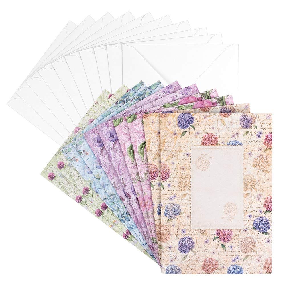 Ideen mit Herz Greeting Card Set with Envelopes, 10 Design Cards, Blank, Colourful, Neutral, Ideal for Congratulations on Birthday, Wedding, etc. DIN B6 (Blossom Dream 1)