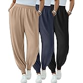 Sweetyweee 3 Pack Women's Plus Size Yoga Joggers Lounge High Waisted Pants Comfy Loose Workout Sweatpants with Pockets