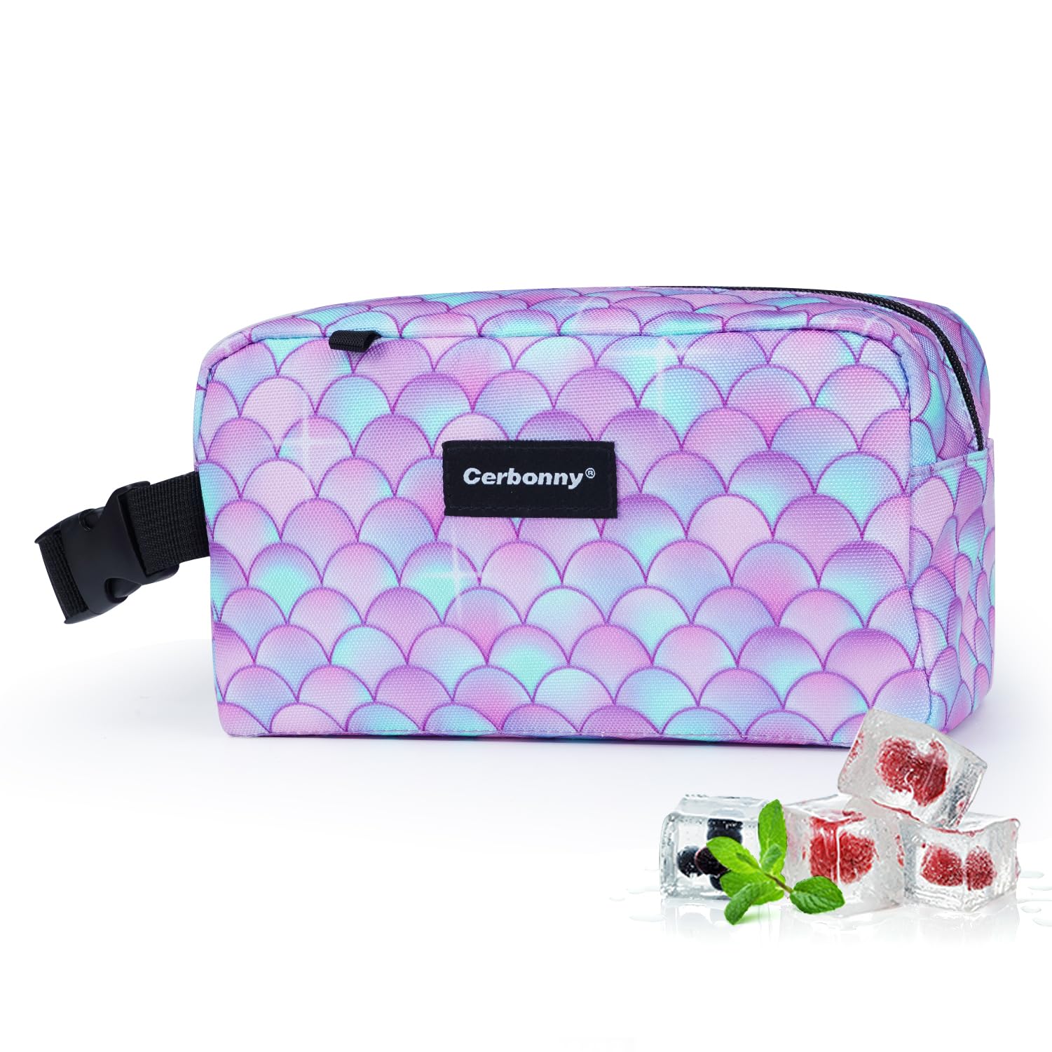 Cerbonny Small Cooler Bag Freezable Lunch Bag for Work School Travel,Small Lunch Bag,Insulated Bag for Kids/Adults,Freezer Lunch Bags Fit for Yogurt,Suit for 3+(Purple Fish)
