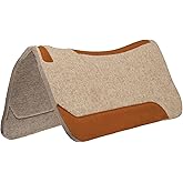 Weaver Equine 33" x 32" Contoured Wool Blend Felt Horse Saddle Pad, Shock Absorbing Western Saddle Pad for Protection, Durable Equine Supplies, &lrm;Tan