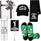 Geiserailie 7 Pcs Golf Gifts for Dad Men Golfing Accessories Gift for Golfer Lovers 16oz Golfing Tumbler Hat Sock Towel Keychain Card Box for Him Father Boyfriend Brother Birthday(Classic)