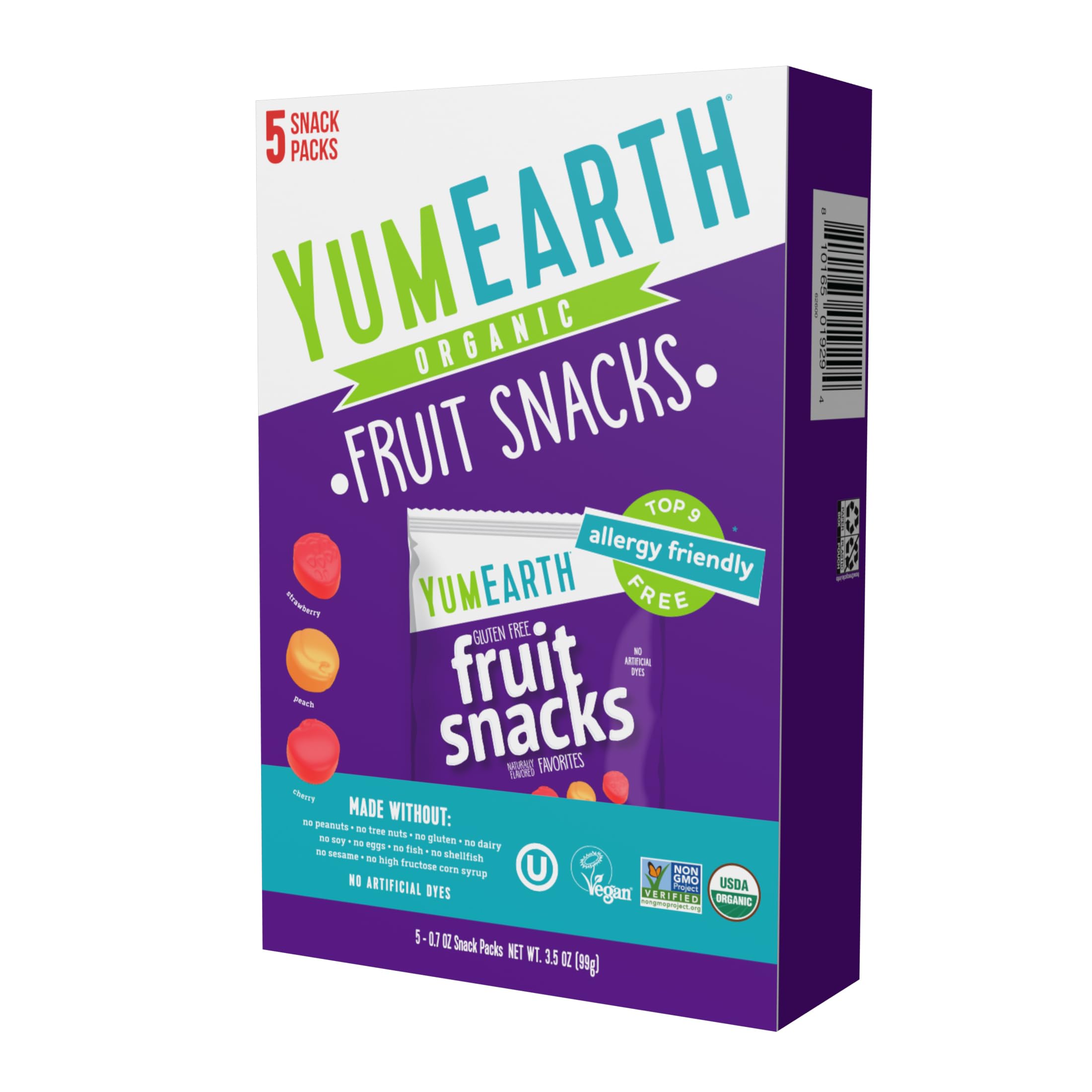 Photo 1 of **2 pack**YumEarth Organic Assorted Flavor Fruit Snacks - Allergy Friendly (Top 9 Free), No Artificial Dyes, Non GMO, Gluten Free, Vegan Candy Snacks - 0.7 Ounce