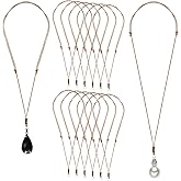 Vintage Leather Necklace Cord for Men, 12 Pcs Brown Adjustable Double Knotted Handmade Craft Necklaces with Metal Ring Rope Chain Choker for Hanging Pendants Jewelry Making,13-25 Inches