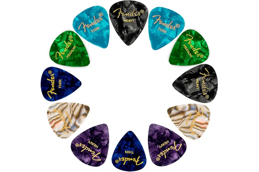 Fender Premium Picks Sampler - 12 Pack Includes Thin, Medium & Heavy Gauges (Austin Bazaar Exclusive)