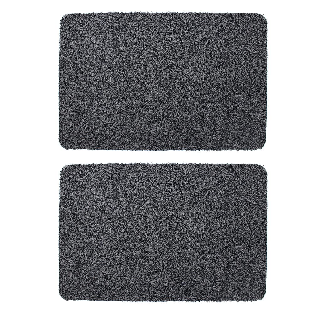 JVL Tanami Machine Washable Doormat, 50x75cm, Charcoal, Pack of 2
