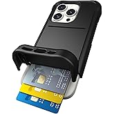 Scooch for iPhone 16 Pro Case with Card Holder, Wingmate Wallet Case with Hidden Card Slot and RFID Protection for up to 4 Cards, 10-Foot Drop Protection, Black