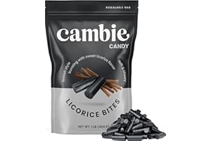 Cambie Soft Black Licorice, 1 lb of Bold & Sweet Licorice Candy, Soft, Chewy & Bursting with Strong Flavor in Bite Sized Candy, Packaged in a Bulk Resealable Pouch