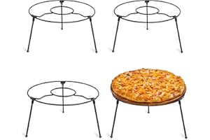 HOHIYA 4 Pcs 9 Inch Pizza Stand Holder Riser Display Serving for Tables Party Width for restaurant Home Iron Black Taiwan Made