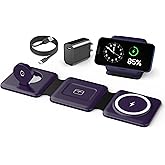 Iseyyox Charging Station for Mag Safe Apple - 3 in 1 Magnetic Foldable Wireless Charger Pad - Travel Charging Mat for iPhone 17 16 15 14 13 12 Pro Max Plus Watch &amp; Airpods