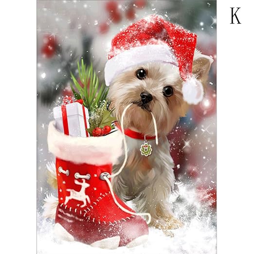Lovely Cute Christmas Puppy Diamond Painting Kits Full Drill,uBabamama