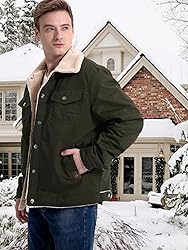 MANSDOUR Men's Winter Jacket Warm Sherpa Lined
