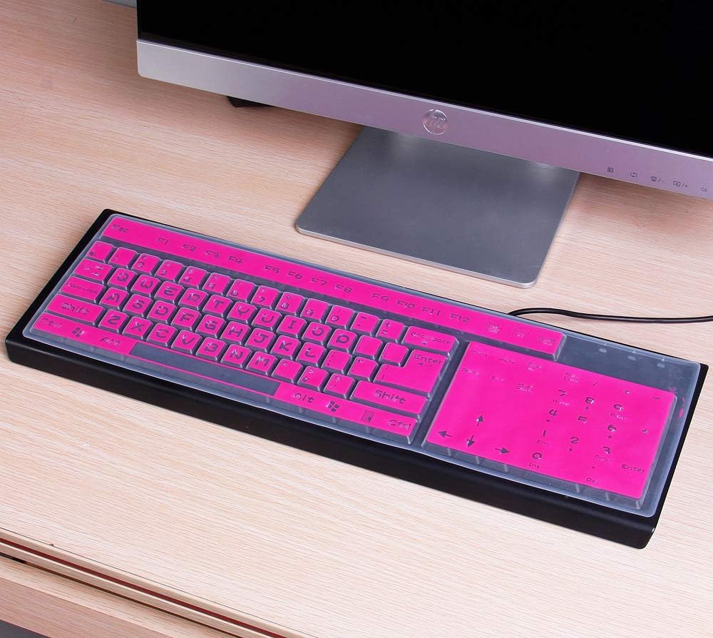 Folox Colorful Anti Dust Universal Desktop Computer Keyboard Skin Protector Cover for Fullsize PC Keyboard (Hot Pink)