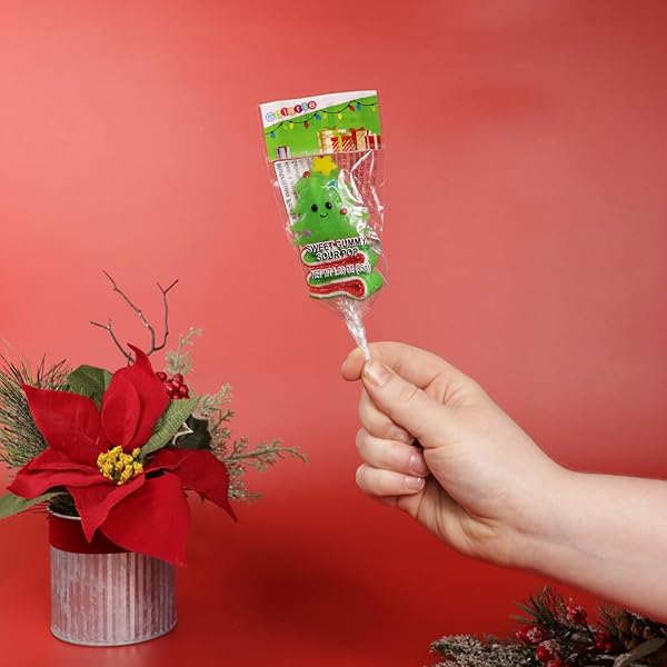 GALERIE SOUR CHRISTMAS GUMMY POPS, INDIVIDUALLY WRAPPED CANDY SKEWERS, STOCKING STUFFER GIFTS