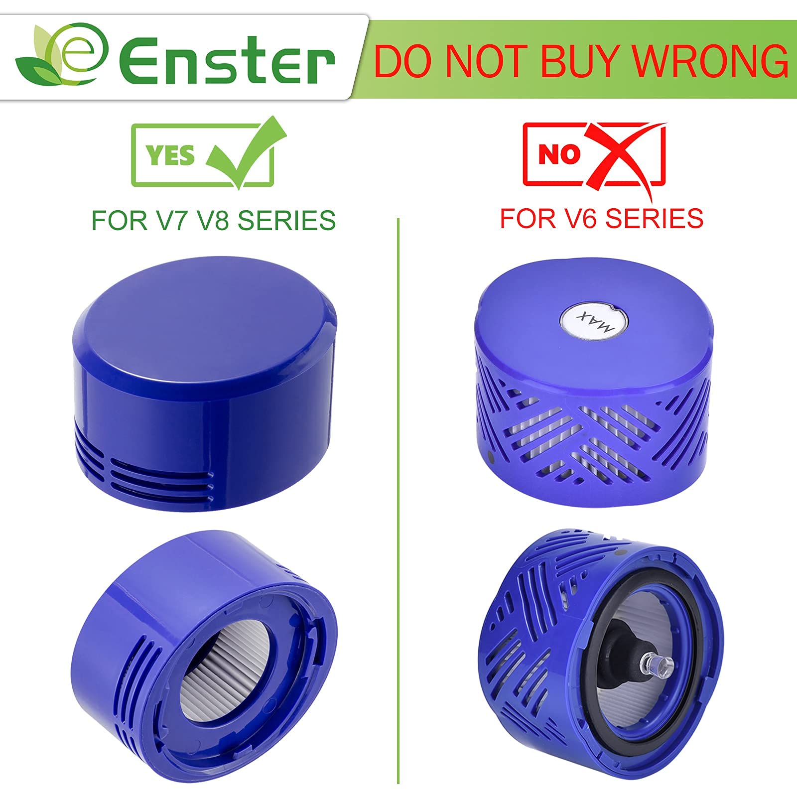 Replacement Filter for Dyson V7 V8 Animal Absolute Motorhead Carbon Fiber V8+ V7 Absolute V7 Animal Pro Plus Vacuum 1 Pre Filters & 1 Post Filters for Dyson V8 Compare to Part # 965661-01 & 967478-01