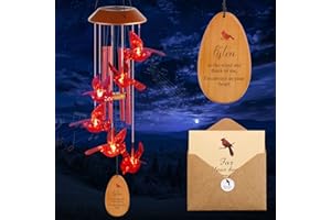 SHANGTIANFENG Cardinal Wind Chimes for Outside Solar Cardinal Gifts for Women Mom Grandma Father Memorial Red Bird WindChimes for Loss of Loved One Sympathy Windchime Garden Outdoor Decor