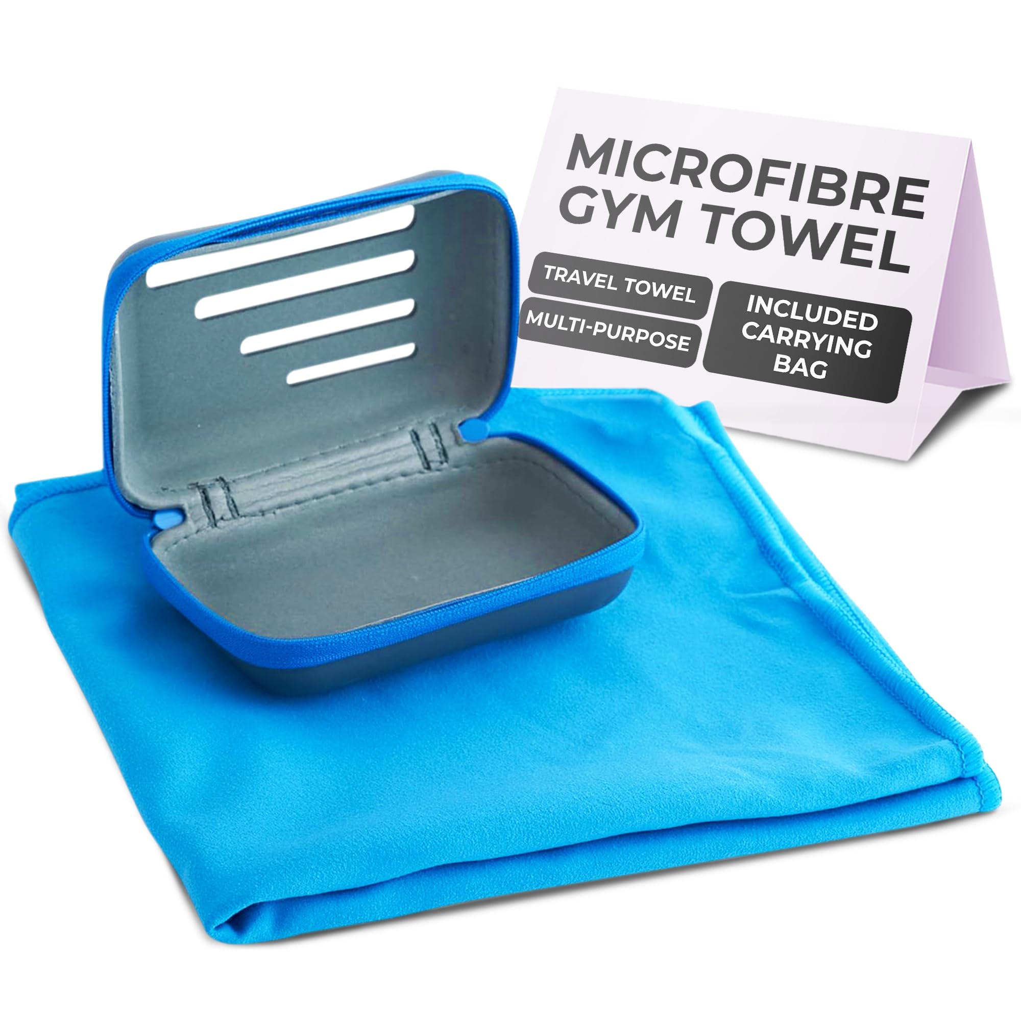 Spanner In The Works Travel Towel | Quick Dry Towel, Anti Bacterial |Camping Essentials, Great Gym Gift, Blue, Microfibre, Includes Bag, (80x40cm, 32x16 Inches)