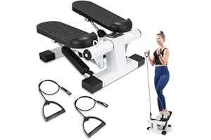ZEMIRO CHARGE Mini Stepper for Home Exercise, Portable Stair Stepper with LCD Monitor and Resistance Bands, 260lbs Weight Capacity, Twist Stepper for Full Body Workout
