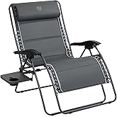 Timber Ridge Oversized Zero Gravity Chair, 33In Wide XXL Zero Gravity Reclining Chair with Side Table, Full Padded Lounge Cha