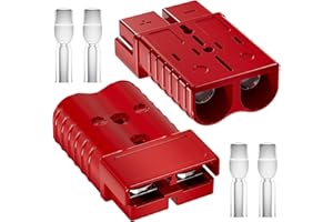 DMTVAL 175A Quick Connect Battery Connector Kit, Genderless Plug for 1/0 AWG Wire, 2 Pack Red Housing, Suitable for Car, Trailer, Winch, Forklift, Trolling Motor