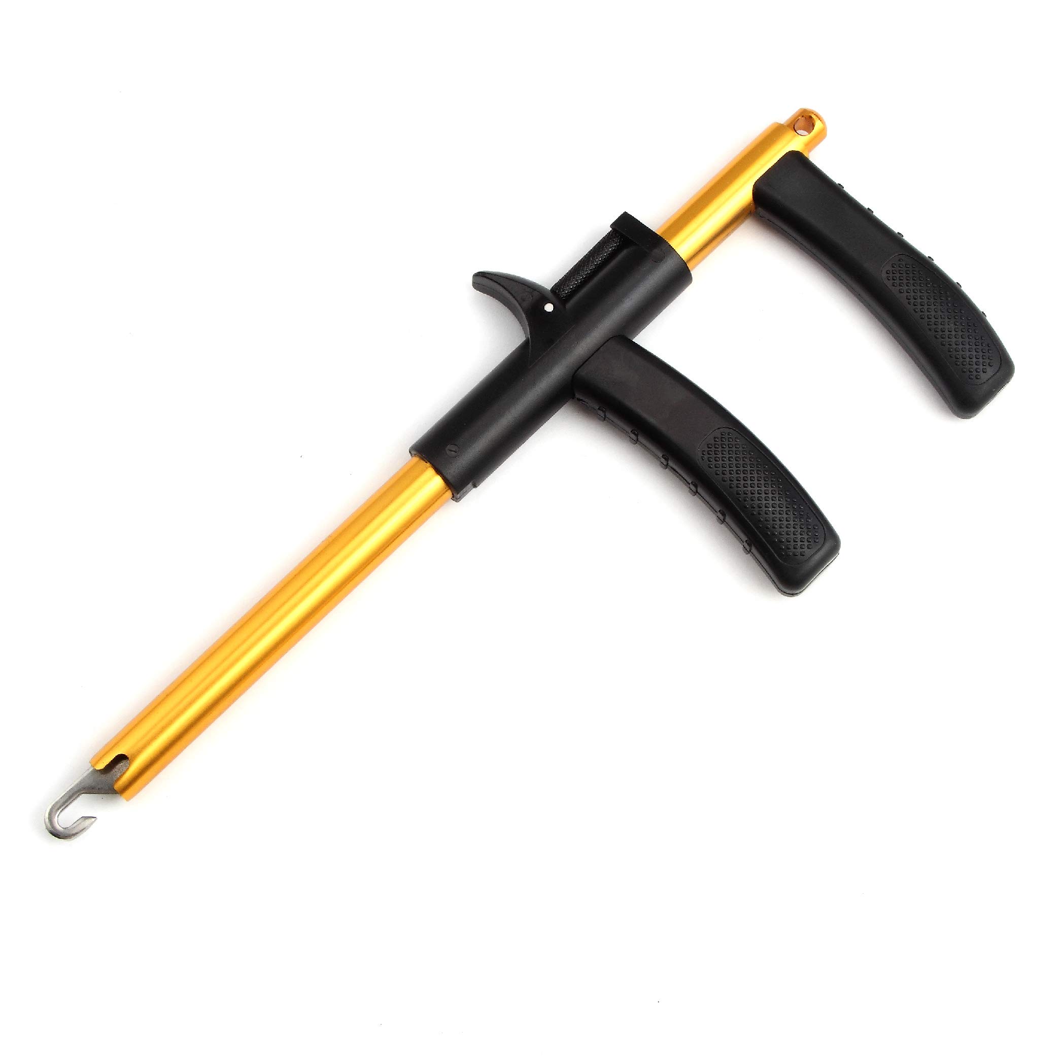 Crazy Shark Hook Remover Aluminum Fish Hook Remover Extractor 9.6in Gold + Hook File Sharpener Gray