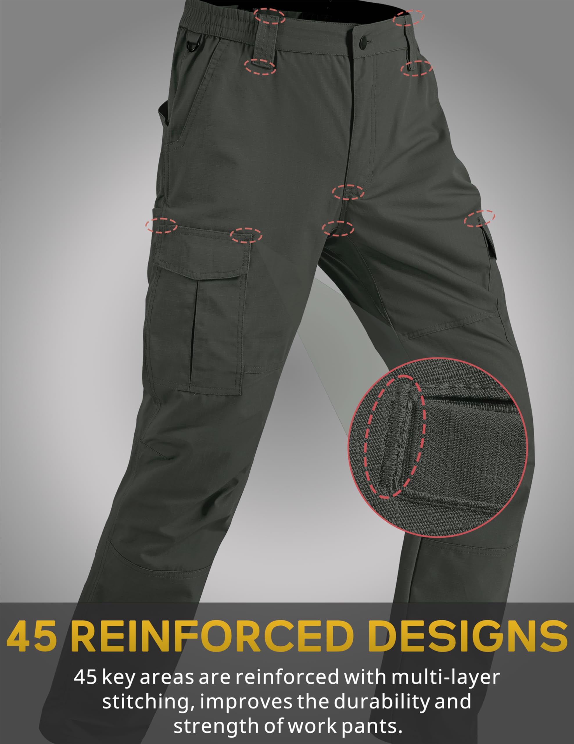 Condition photo showing New/Like New for cnbqdd men work pants ripstop water resistant cargo pants men with 7 pockets tactical hiking pants c