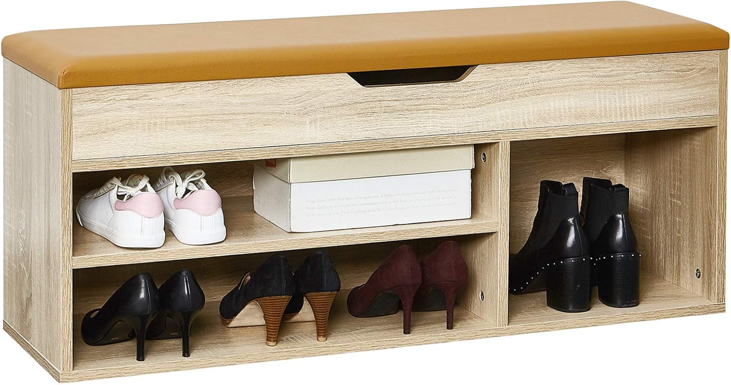 Meerveil Banco Zapatero, Zapatero con Asiento Acolchado Zapatero Madera