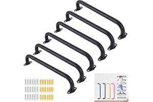 BiJun17 inch Metal Playground Handles,Monkey Bars Indoor Heavy Duty Ceiling Grab Bars for Indoor Outdoor Playgrounds Climbing Frames,Treehouses and Wall ladders (Black Set of 6)