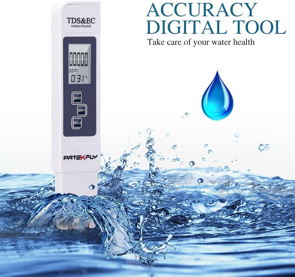 Digital TDS Water Test Meter. Patekfly Professional TDS, EC and Temperature Meter. Three-in-One. on this Accurate and Reliable Water Test Meter