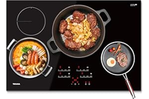 30 Inch Induction Cooktop 7400W, TECASA Built-in Induction Stovetop with 4 Boost Burner, Timer & Child Safety Lock, 9 Heating Level, Sensor Touch Control, 240V, Drop-in Electric Stove Top