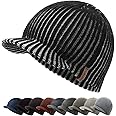 zowya Winter Visor Beanie Hat for Men & Women Brim Knit Skully Hats Billed Skull Cap Thick Vintage Contrast Color,1Hat