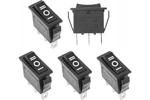 QTEATAK 5Pcs SPDT 3 Pins 3 Position ON/Off/ON Toggle Rocker Switch AC 15A/250V 20A/125V for Car Boat KCD3