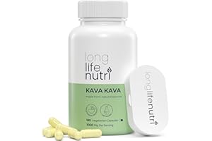 LONGLIFENUTRI Kava Kava Extract Supplements 1000mg | Natural Herbs | High Levels of Piper Methysticum and Kavalactones| 180 Vegetarian Capsules