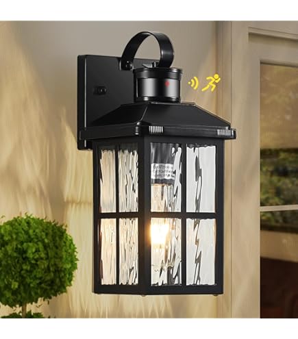 Aplique De Pared Exterior Con Sensor Crepuscular, Color Blanco, Base E26, Impermeable Y Moderno Para Porche O Patio