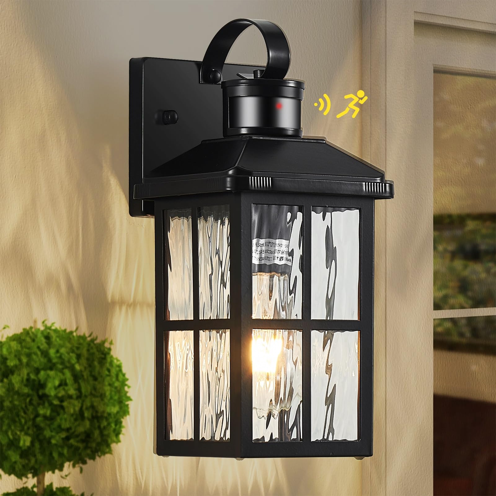 Photo 1 of YJXGDIL Motion Sensor Outdoor Lights Dusk to Dawn Porch Light Black Exterior Lighting Fixtures Modern Outside Wall Mount Coach Lamp for House Garage Patio Front Door