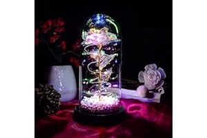 QUELIEN Birthday Gift for Women,Rose Flower Gifts for her,Artificial Flower Lasts in A Glass Dome, Unique Gifts is for Mothers Day,Christmas,Anniversary,Valentine's Day (color)