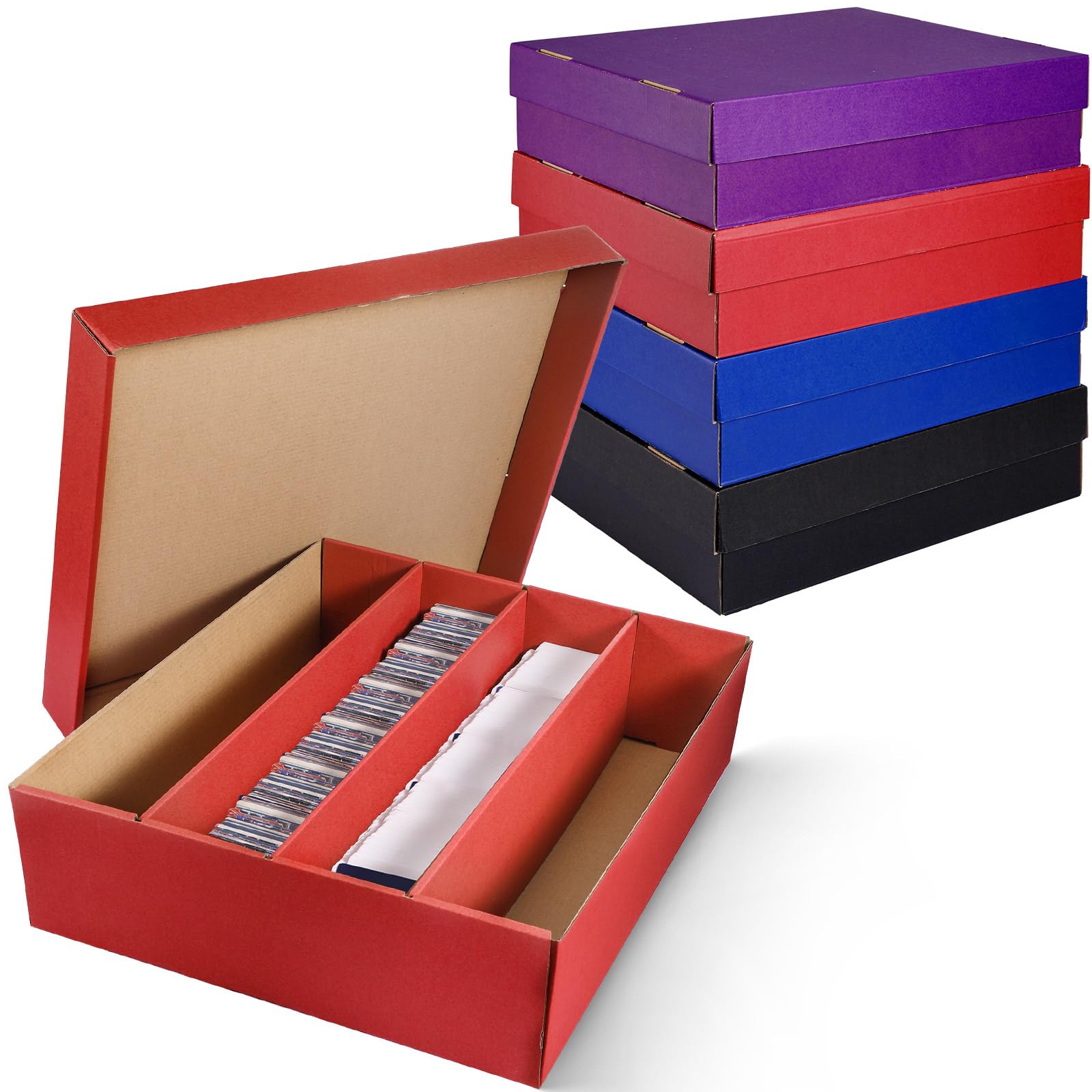 Photo 1 of Trandraft 4 Pcs 3200 Count Card Storage Box Collectible Trading Card Cases with Dividers for Soccer Baseball Football Gaming Sports Card, 4 Colors