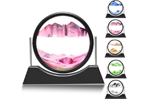 Liangding Moving Sand Art Liquid Motion,3D Flow Sand Painting Quicksand Decor,Stress Relief Moving Sand Art Picture with Round Glass for Office Home Decoration