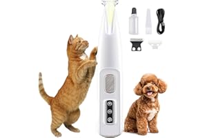 Cat Paw Grooming Trimmer Quiet, Waterproof Rechargeable Cats Shaver, Pet Clipper for Dog & Cats for Matted Fur Quiet with LED