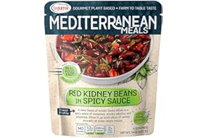 HEYDAY GOURMET Mediterranean, Ready to Eat Red Kidney Beans in Spicy Sauce, Gluten Free, Plant Based, Vegan, No Preservatives, No Colorants, No Artificial Flavors, 14 Oz (Pack of 1)