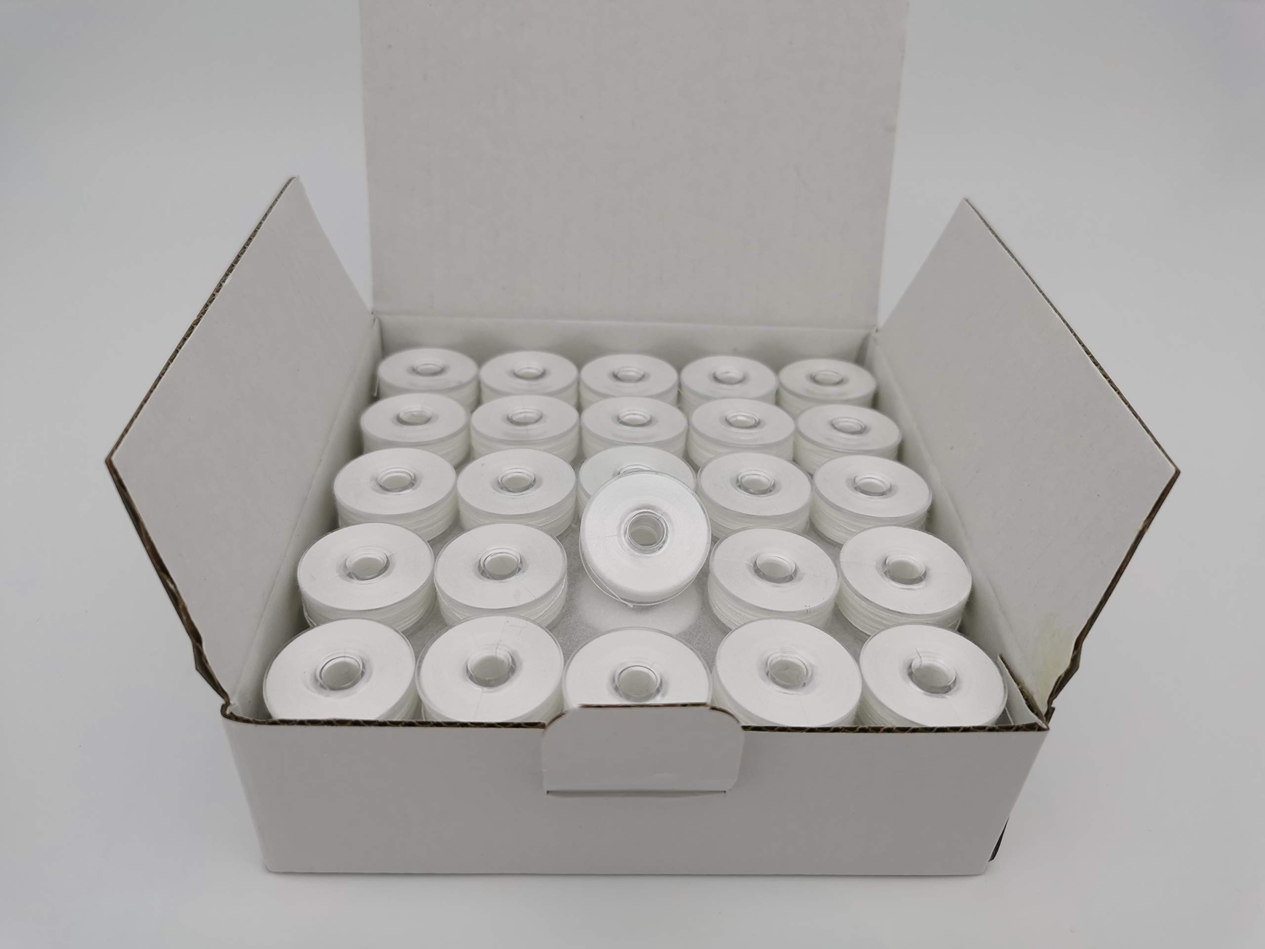 DOUBLELIN Perwound Bobbin, Size M, Style M, Jumbo Bobbin, Plastic Sided Type (60S/2, White)