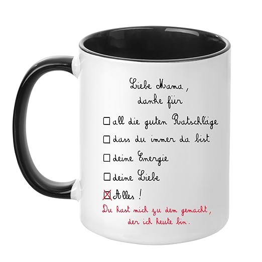 Tasse Mit Spruch Liebe Mama Danke Für Beidseitig Bedruckt Made In Germany Hochwertig Teetasse Kaffeetasse Becher Muttertag Mama