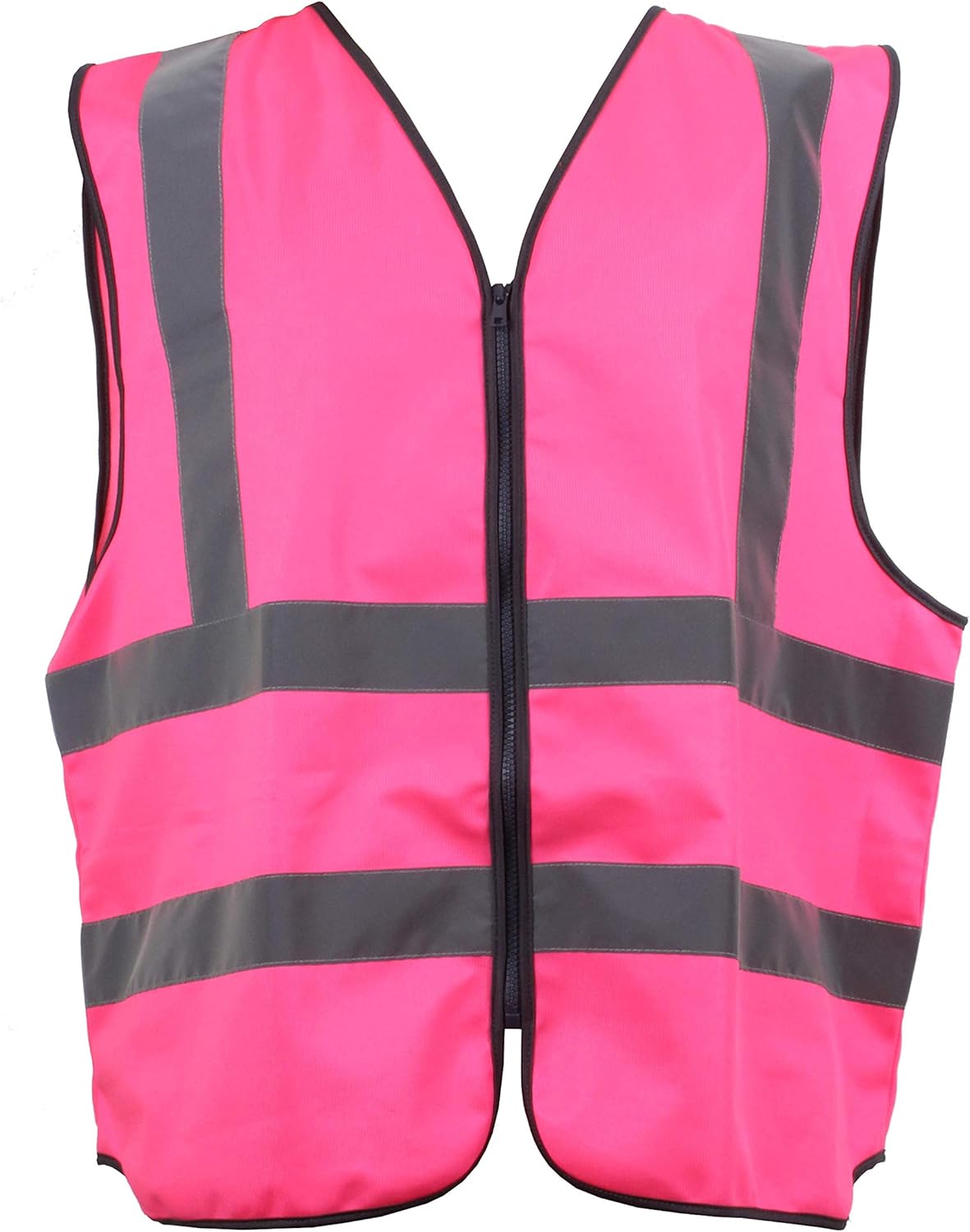 Adult Zipped High Visibility Hi Viz Hi Vis Vest Waistcoat Jacket in Pink Amazon.co.uk Clothing