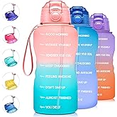 Giotto Large 1 Gallon/128oz Motivational Water Bottle with Time Marker & Straw,Leakproof Tritan BPA Free Water Jug,Ensure You