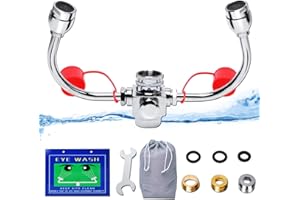 Podoy Emergency Faucet Mounted Eye Wash Station for Sink, Upgrade Douche Oculaire Dual-Purpose Eyewash Attachment for First A