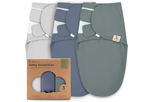 Sweety Fox 3-Pack Organic Baby Swaddle Sleep Sacks - Swaddles for Newborns,Infant 0-3 Months,Baby Girls, Boys, Soft & Snug Newborn Sleep Sack, Nursery Swaddling Blankets, Velcro Closure (Grey Nomadic)