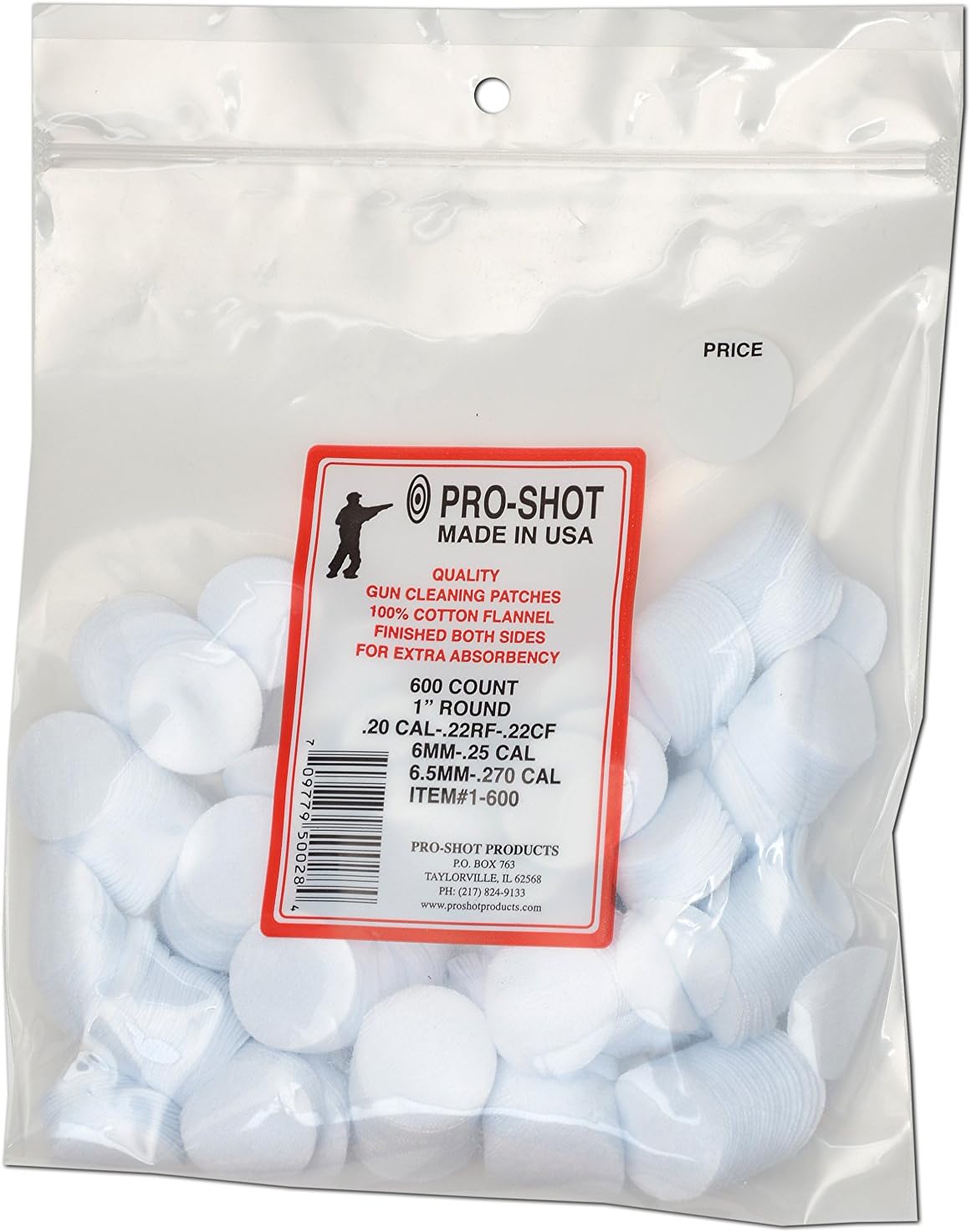 Pro Shot Gun Care Flannel Gun Cleaning 600 Count Patches