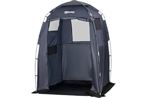 Outsunny 60" x 60" x 82" Shower Tent Extra Wide Changing Room Privacy Portable Camping Shelters with Windows & Floor Mat