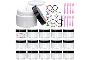 ACCGUAN 16 Pack 4oz Plastic Containers with Lids, Jars with Lids, Great for storing,lip balms, creams, ointments, cosmetics, samples